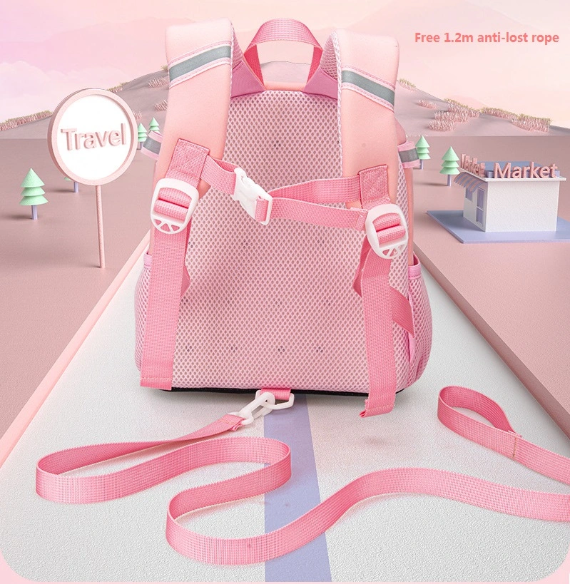 High Quality New Style Backpack for Child Anti-Lost Rainbow Pattern Kid School Bag