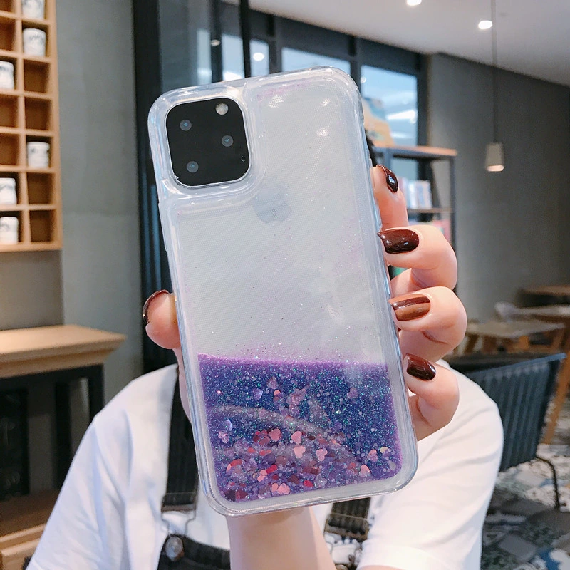 iPhone Cases Glitter Waterfall Bling Glitter Quicksand, for iPhone 11/12 TPU Clear Glitter Phone Case