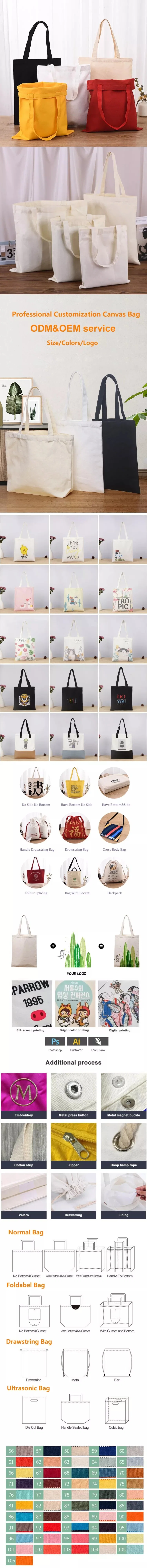 Wholesale Global Recycled Standard Cotton Canvas Custom Print Promotional Shopping Bag