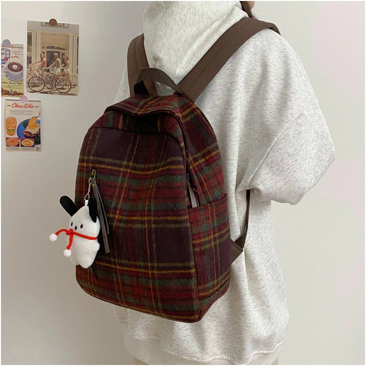 2023 Autumn and Winter New Versatile Fashion Suede Women&prime;s Bag Retro College Style Backpack