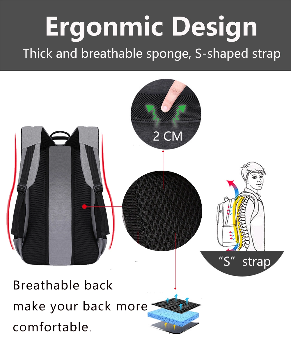 Waterproof Men&prime;s Laptop Bag Business Backpack Laptop Men Travel Backpack College School