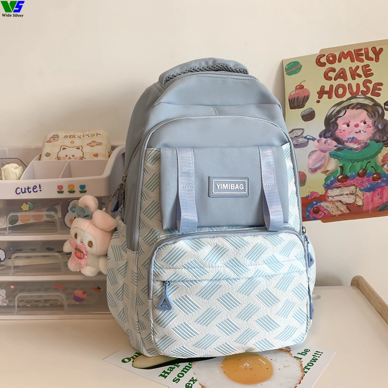 Wide Silver Factory Wholesale Students Bags New Style Soft Fabric Backpack 2023