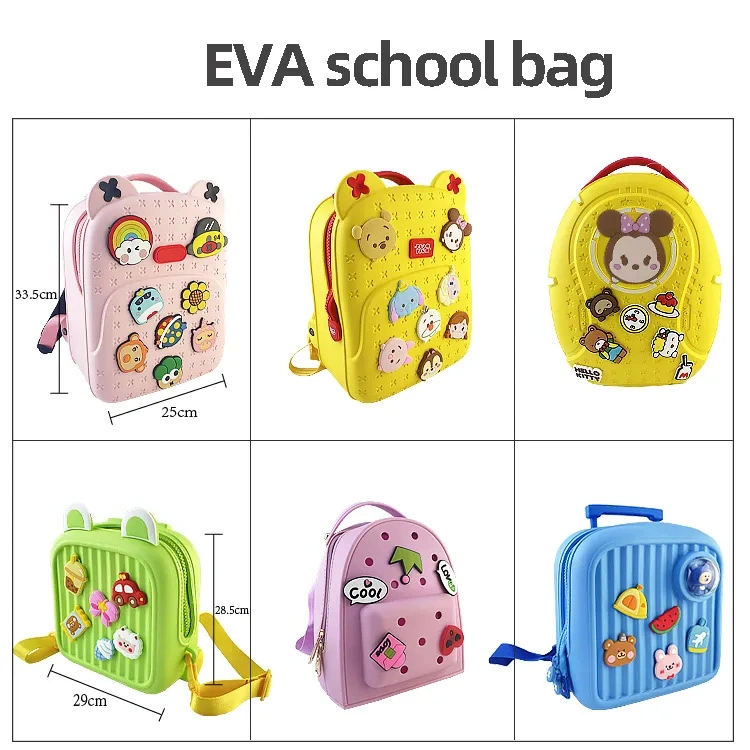 Fashion Girl Mini EVA Dual-Use Pink Backpack Bag Waterproof Children&prime;s School Bag with Handle Decorative Buckle