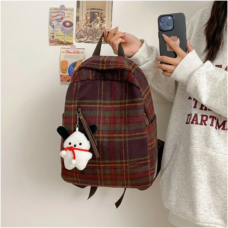 2023 Autumn and Winter New Versatile Fashion Suede Women&prime;s Bag Retro College Style Backpack