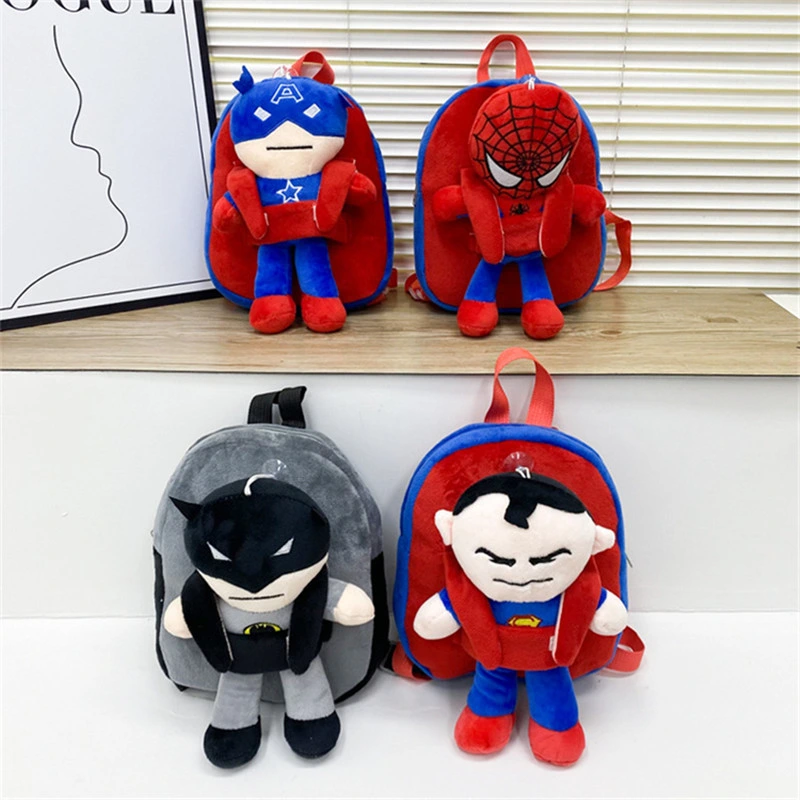 3D Cartoon Kindergarten Plush Backpack Superhero Spiderman Kids Toddler School Bags