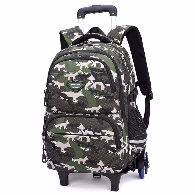 Kids Wheeled Rolling Backpacks Trolley School Bag Children Luggages Anime Dinosaur Casual Trolley School Backpack