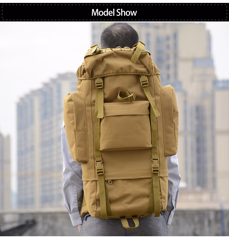 Hot Sell 65L Mountain Backpack Outdoor Adventure Travelling Waterproof Tactical Hiking Backpack