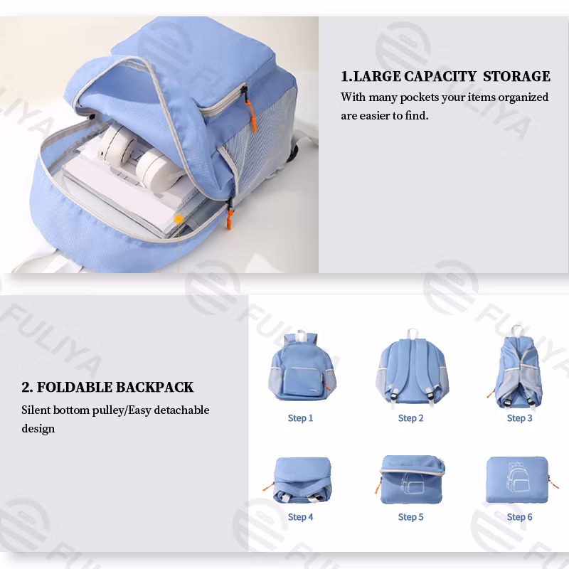 Fuliya Custom Waterproof Folding Men Women&prime;s Backpack Portable Travel Sport Large Capacity Super Light Outdoor Backpack