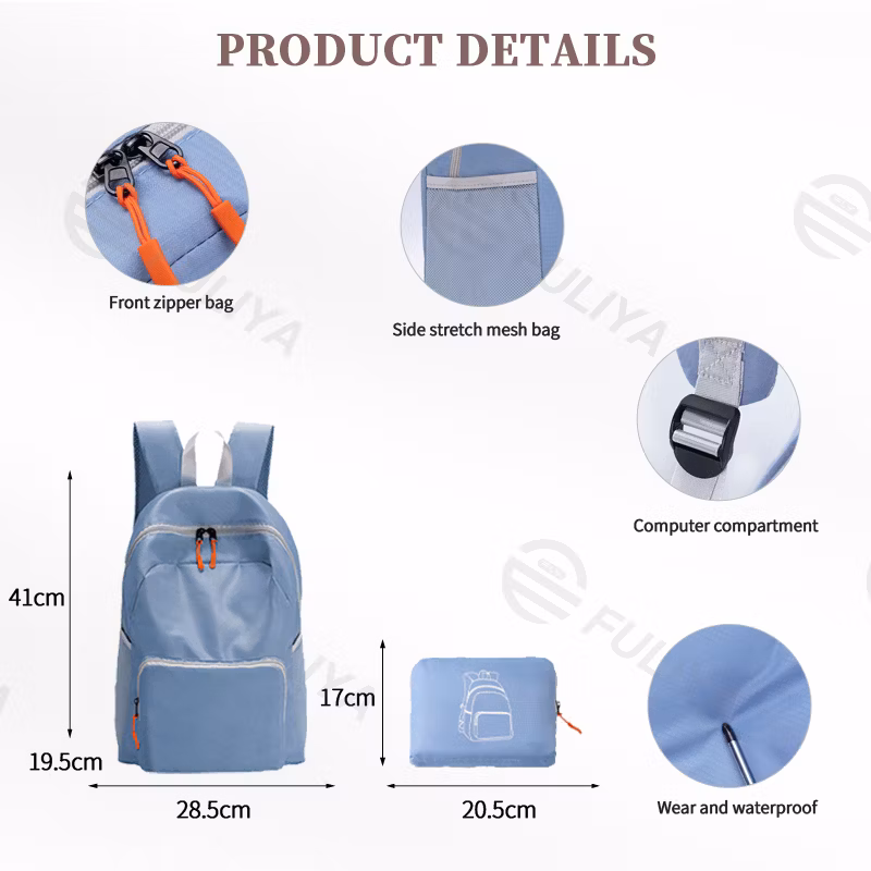 Fuliya Custom Waterproof Folding Men Women&prime;s Backpack Portable Travel Sport Large Capacity Super Light Outdoor Backpack