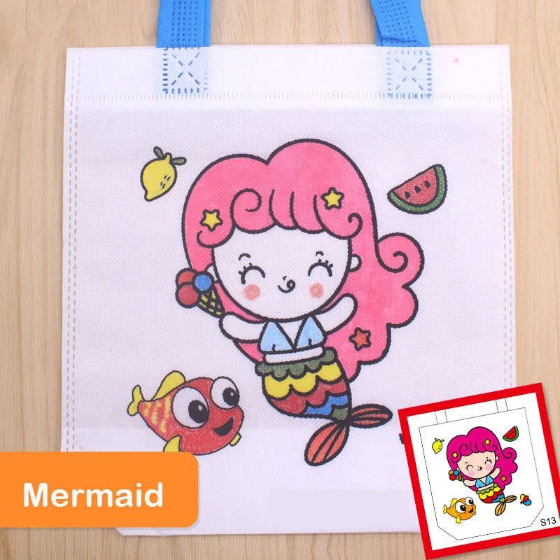 DIY Eco-Friendly No Wave Coloring Graffiti Tote Bag Kids Goodie Bag for Kids Party