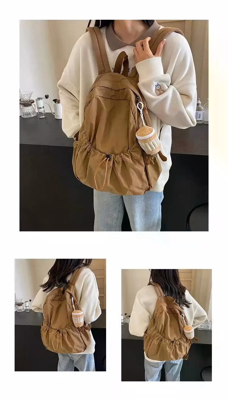 Hot Selling Large Custom Backpack Waterproof School Student Women&prime;s Pleat Schoolbag Backpack