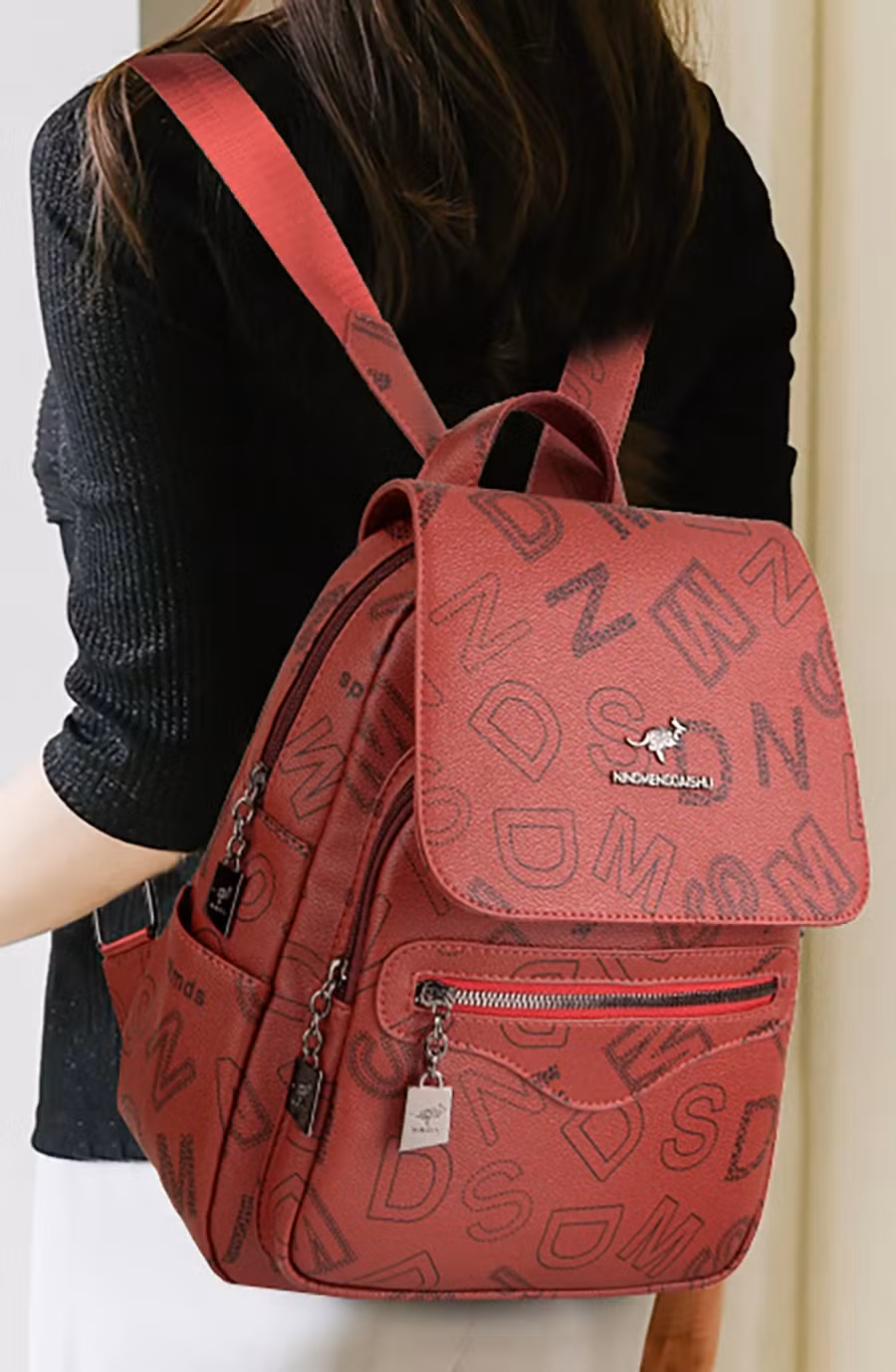 Fashion Printed PU Backpack Mommy Travel Bags Women&prime;s Small Brand Designer School Bags Large Capacity Multi Pocket Backpacks