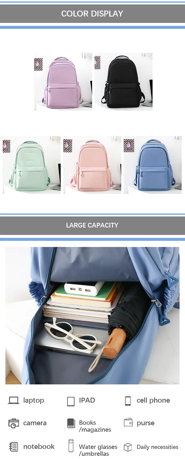 Large Capacity Student Schoolbag High School College Travel Daily Customized Functional Teenage Backpacks