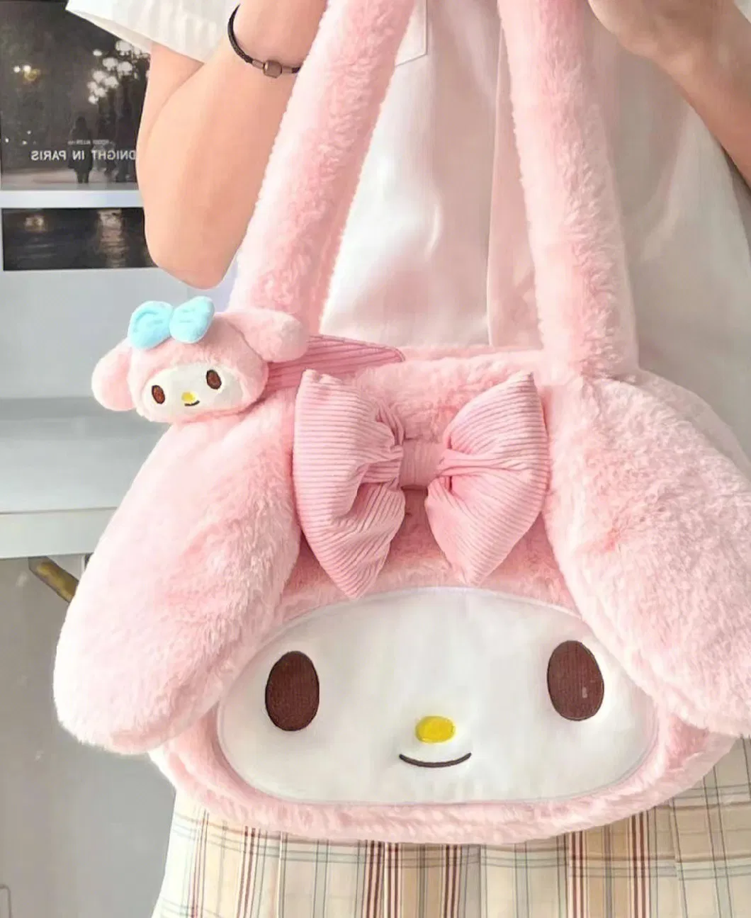 Sanrio Handbag Kulomi Cinnamoroll Hello Kitty Plush Toted Bag Kids Shopping Bag