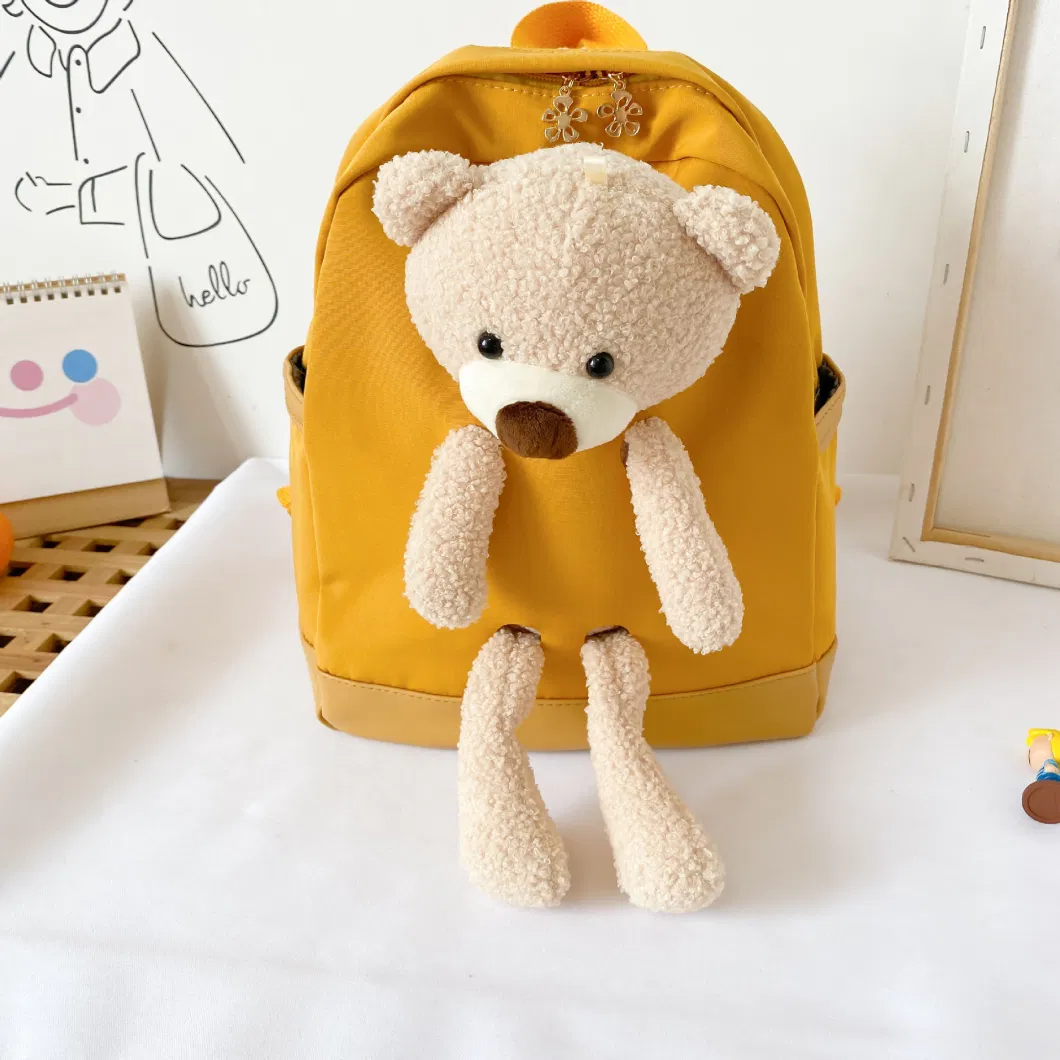 Cheap Cute Bear Cotton Material Animal Design School Bag