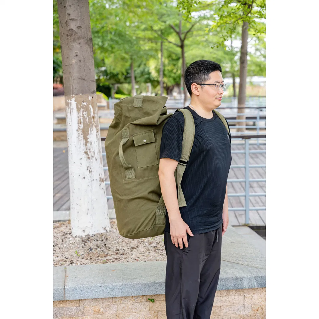 20 Oz Green Canvas Bucket Backpack high Quality Barrel Bag Waterproof Traveling Bag