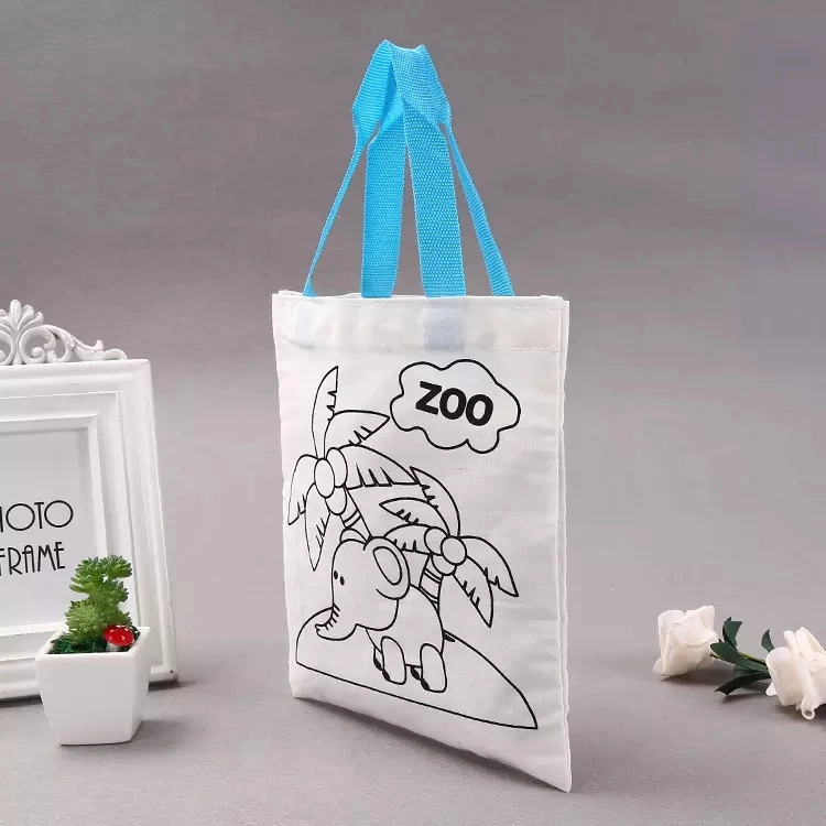 Drawings and Handwriting Are Available DIY Hand Painting Tote Canvas Bags for Kids