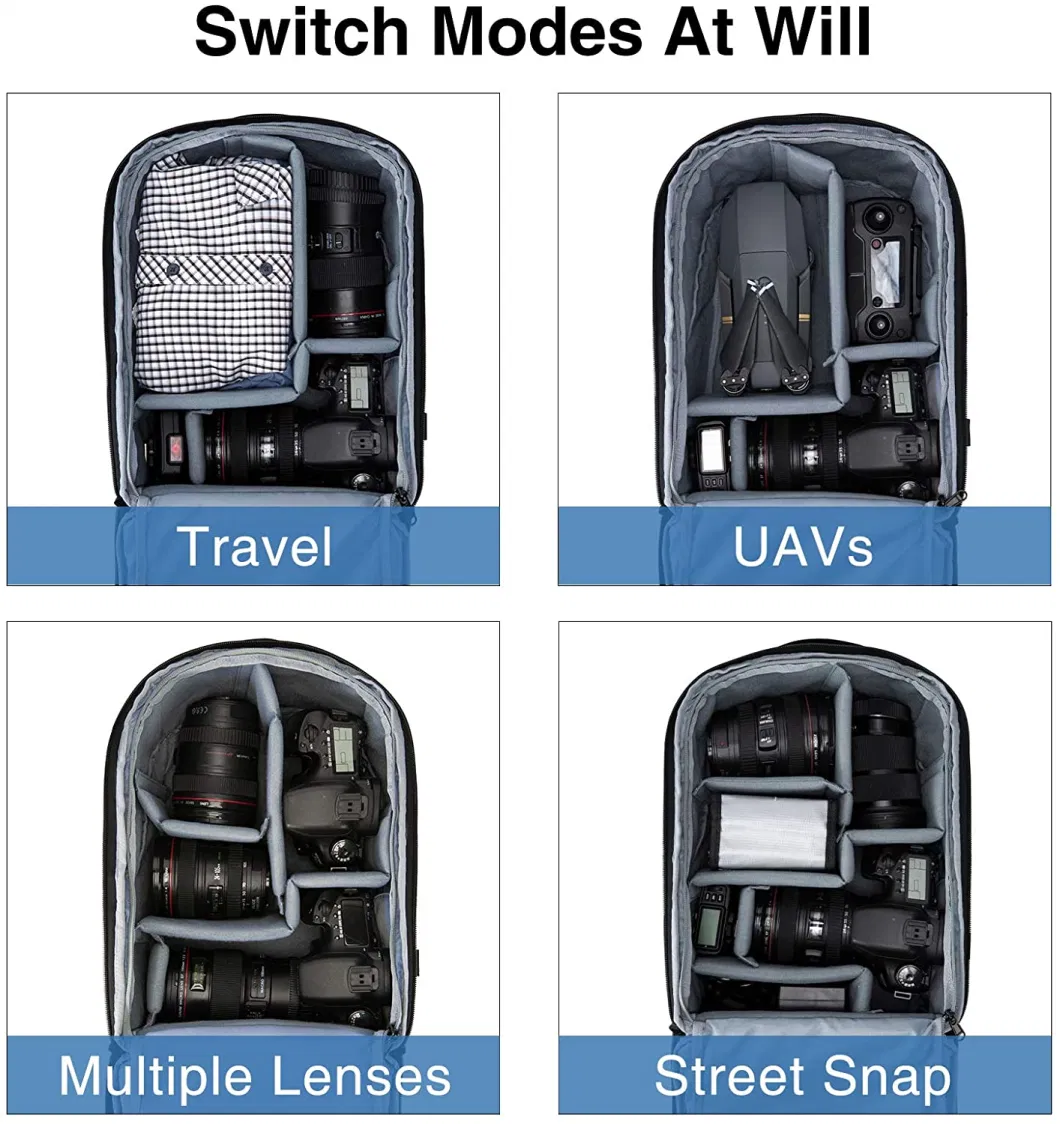 Large Capacity Custom DSLR Camera/Video Bag Camera Video Backpack for Trolley Waterproof