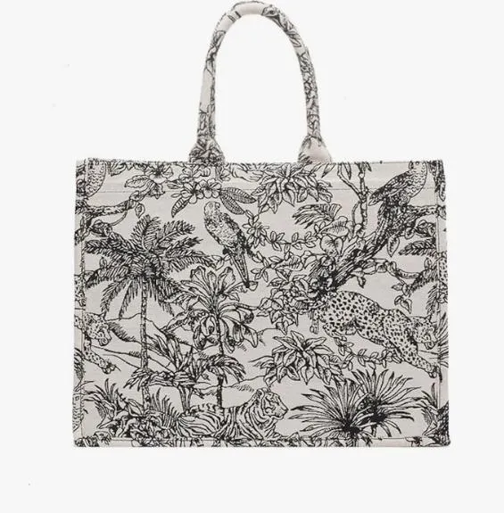 Linen Cotton Flower Embroidery Retro Exquisite Doodle Fashion Shopping Bag