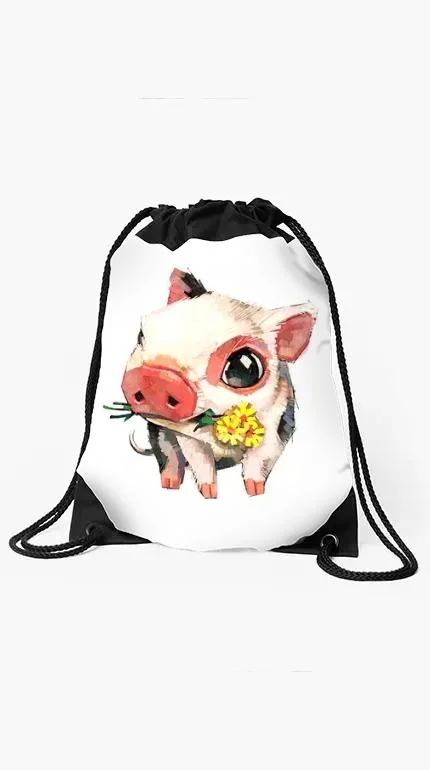 Hot Selling Men Women Sport Gym Travel Bag Cute Printing Drawstring Bag Custom Animal Drawstring Backpack