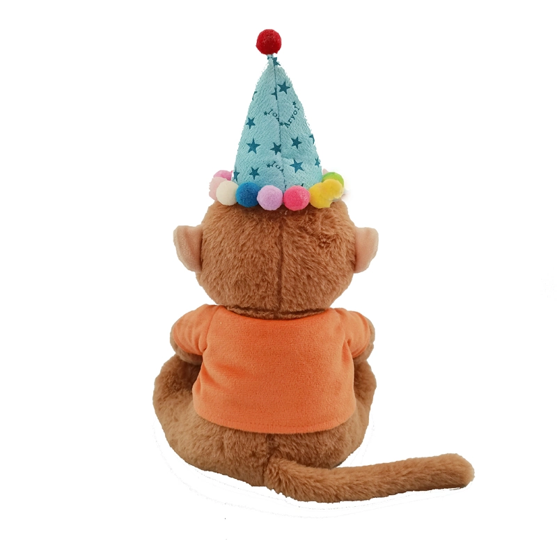 Birthday Gift Monkey Doll with Hat and Cake Stuffed Monkey Plush Toy