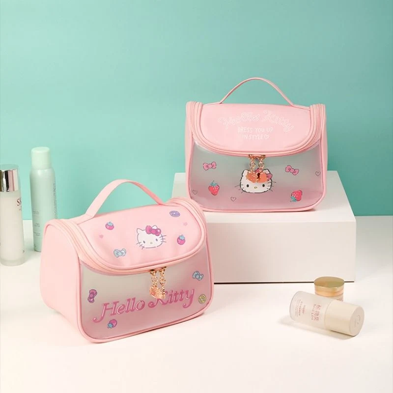 Custom Clear Zipper Hello &amp; Kitty Makeup Bags for Women Cosmetic Bag