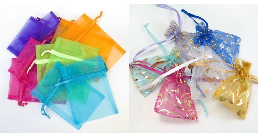 Organza Gift Grocery Drawstring Printing Pouch Custom Logo Organza Bag