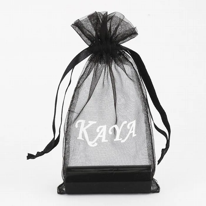 Organza Gift Grocery Drawstring Printing Pouch Custom Logo Organza Bag