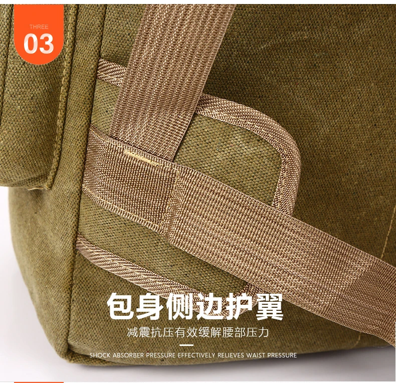 Men&prime;s Large Capacity Mountaineering Canvas Army Tactical Travel Backpack