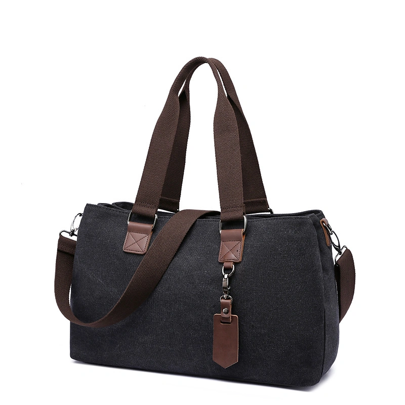 Canvas Women&prime;s Handbag Shoulder Bag Solid Color Zipper Crossbody Bag Multi Pocket Travel Portable Tote Bag