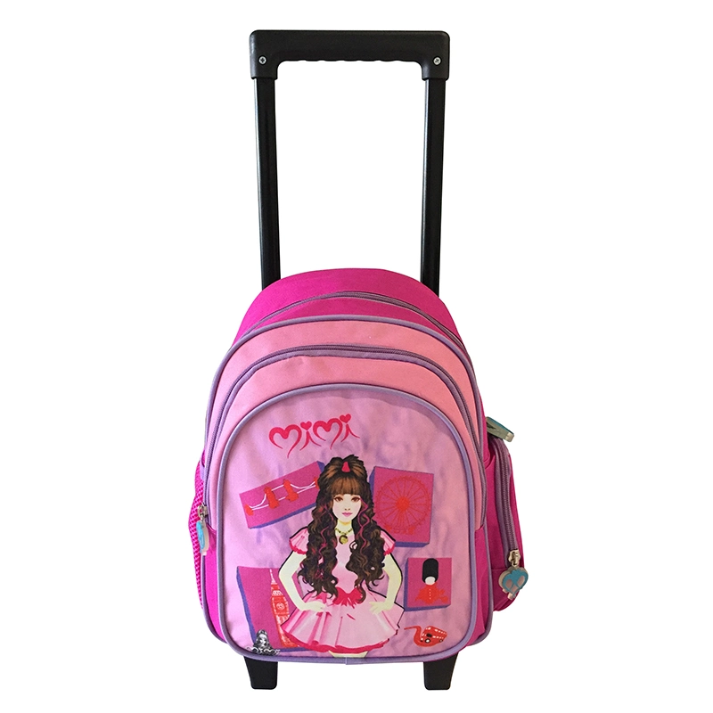 Fashion Child Backpack Bag Cartoon Girl Bag Kids School Trolley Bag with Wheels