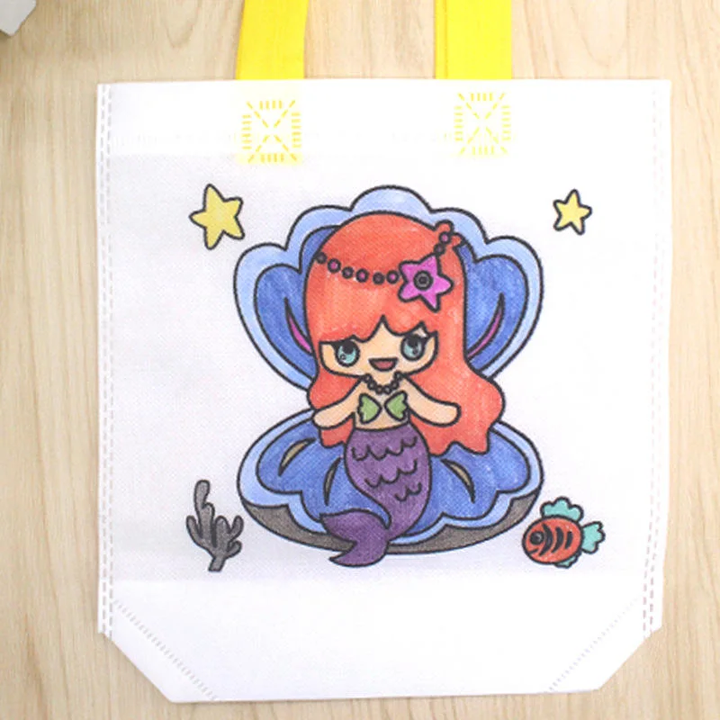 DIY Eco-Friendly No Wave Coloring Graffiti Tote Bag Kids Goodie Bag for Kids Party