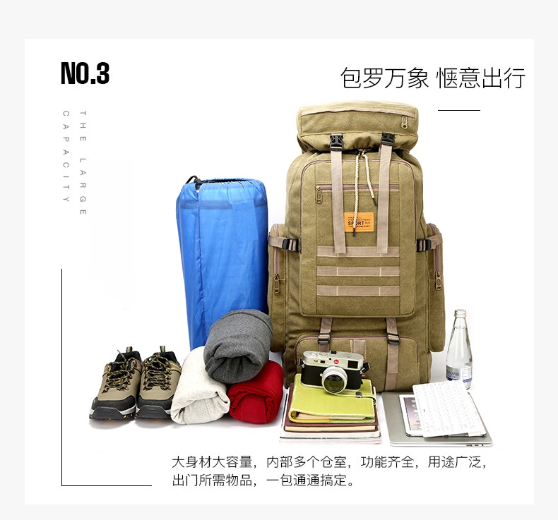 Men&prime;s Large Capacity Mountaineering Canvas Army Tactical Travel Backpack