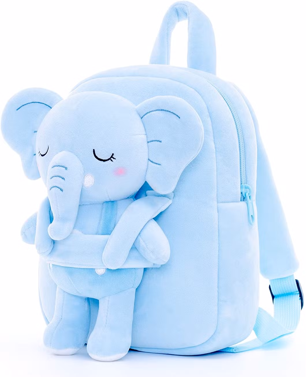 Elephant Animal Toddler Backpacks Bag with Toy Light Blue