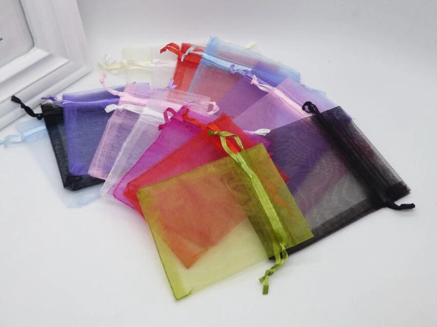 Organza Gift Grocery Drawstring Printing Pouch Custom Logo Organza Bag