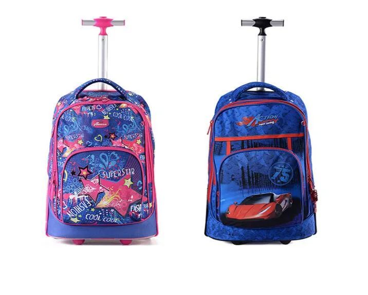 New Cartoon Cheap Kids Popular Children Travel Trolley Luggage School Bag