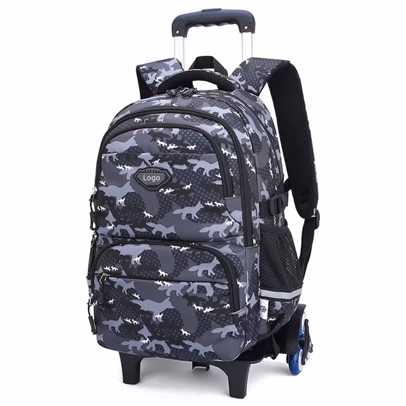 Kids Wheeled Rolling Backpacks Trolley School Bag Children Luggages Anime Dinosaur Casual Trolley School Backpack