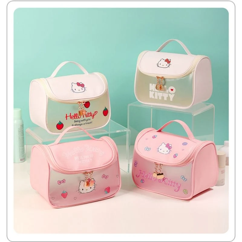 Custom Clear Zipper Hello &amp; Kitty Makeup Bags for Women Cosmetic Bag