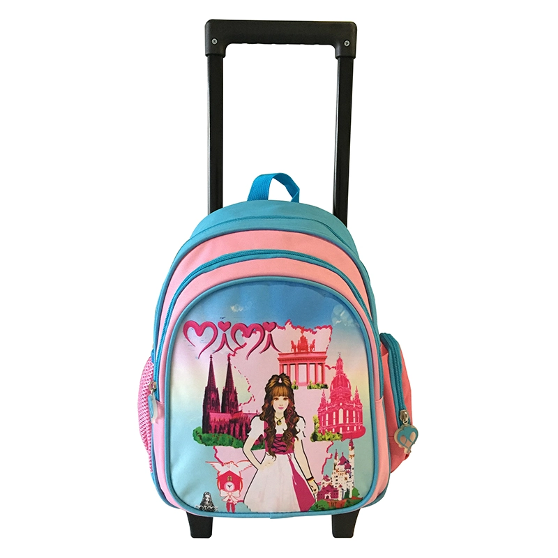 Fashion Child Backpack Bag Cartoon Girl Bag Kids School Trolley Bag with Wheels