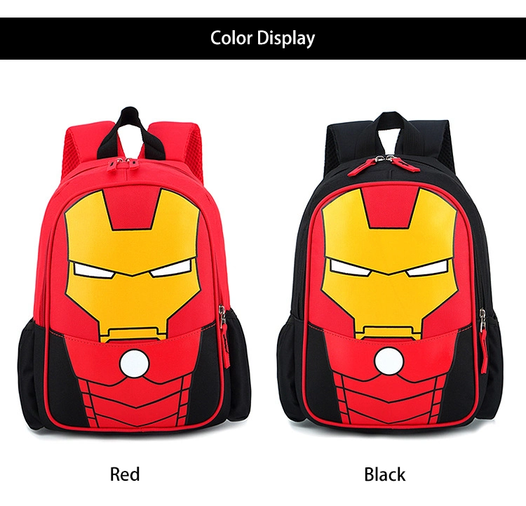 Factory Backpack Supplier Cartoon Cute Children&prime;s Zippers Nylon Schoolbag Spiderman School Bags for Kindergarten Boy