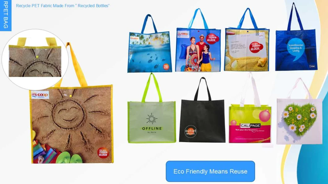 210d Sublimation Printed Foldble Polyester Bag with Pocket