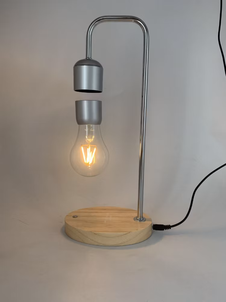 New 360 Rotating Wooden Base Magnetic Levitation Floating Lamp Light LED Bulb with Wireless Charging for Cellphone Wholesale Decor Gift Night Light