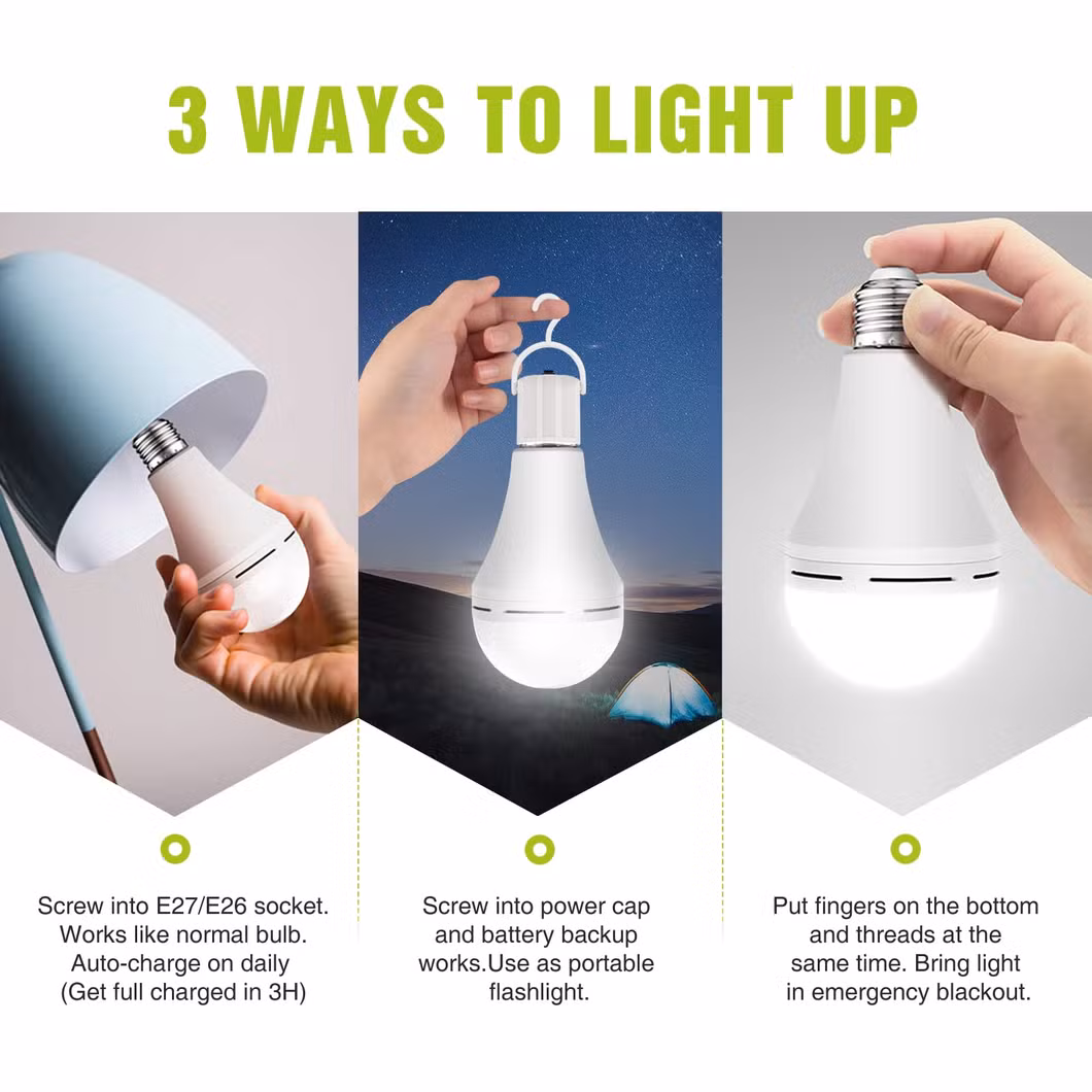 High Power 15W Emergency Bulb Tree Battery Emergency Bulb Outdoor Camping Lighting Rechargeable Light Lamp 2023 New CE 70 7W PBT a Bulb