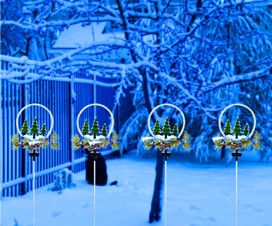 Solar Pine Cone Lights Outdoor Christmas Decoration Stake Lighting System Garden Villa Lawn Lamp Xmas LED Lantern