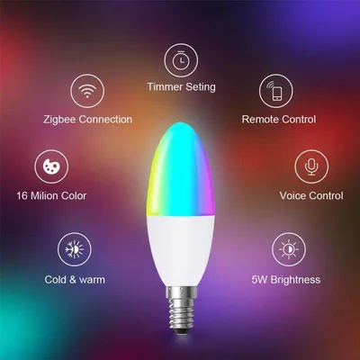 Lampadina a oliva intelligente Tuya WiFi E14 da 5 W con Smart Life APP Voice Remote LED lampada RGB lampada regolabile funziona con Alexa Google Home