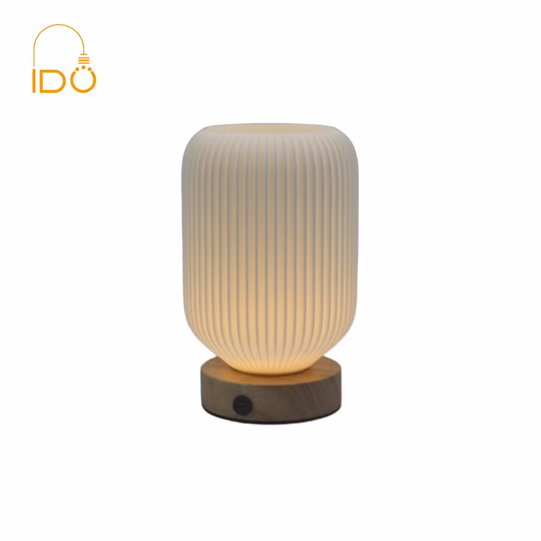 New Design Innovation 3D Printed Double Cover Wooden Base LED Table Lamps