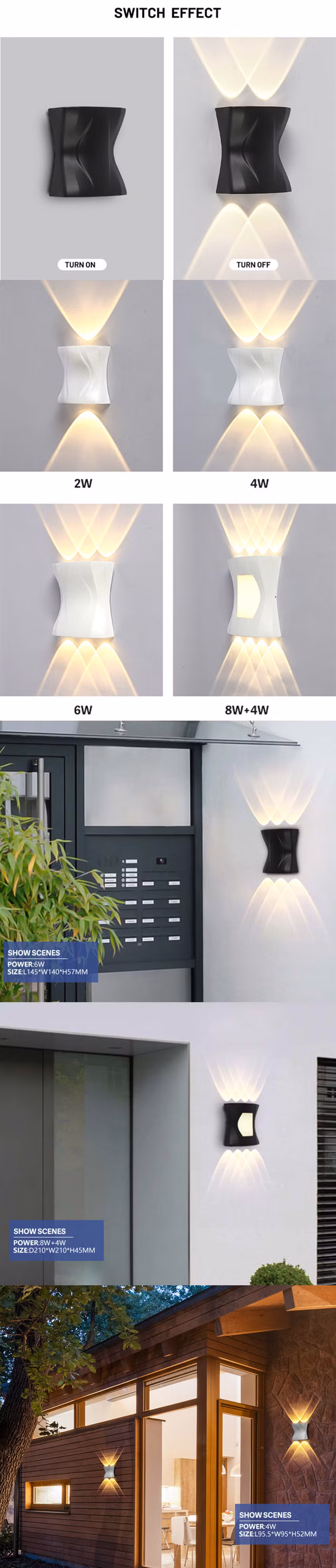 Black/White Color Aluminum Alloy Body Wall Mount LED Bulb Wall Washer Light 6W CE RoHS 5 Years Warranty