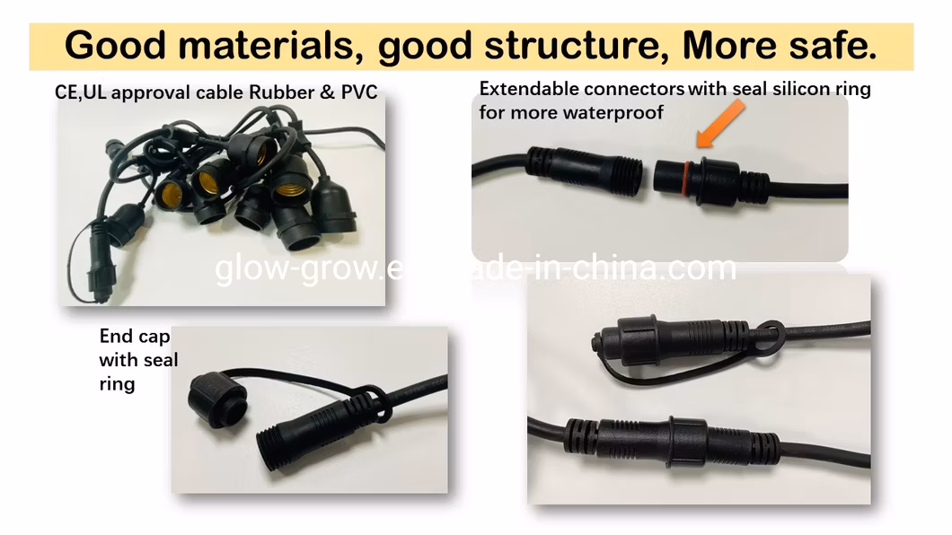 Factory Outdoor Waterproof RGB Christmas Replaceable G45 Bulbs LED Festoon String Light with Black Cable for Ramadan Wedding Home Easter Decoration