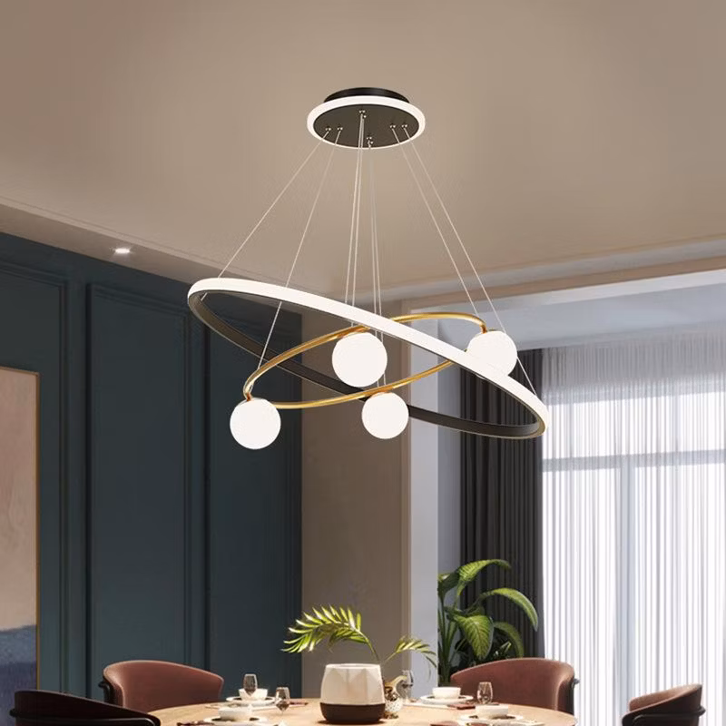 New Arrivals Smart Remote Control CCT Dimming Ceiling Lamp White Black Gold Chandelier Pendant Light with LED Bulb