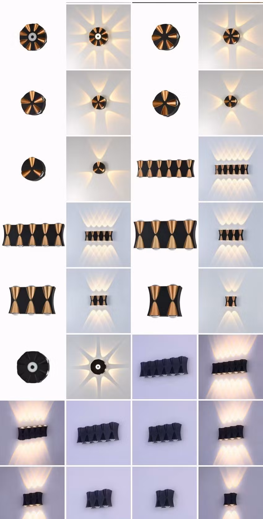 12W Electric up and Down 4-Head Wall Lamp Golden Black Home Bedside Modern Decorative Indoor LED Sconce Light LED Bulb Light